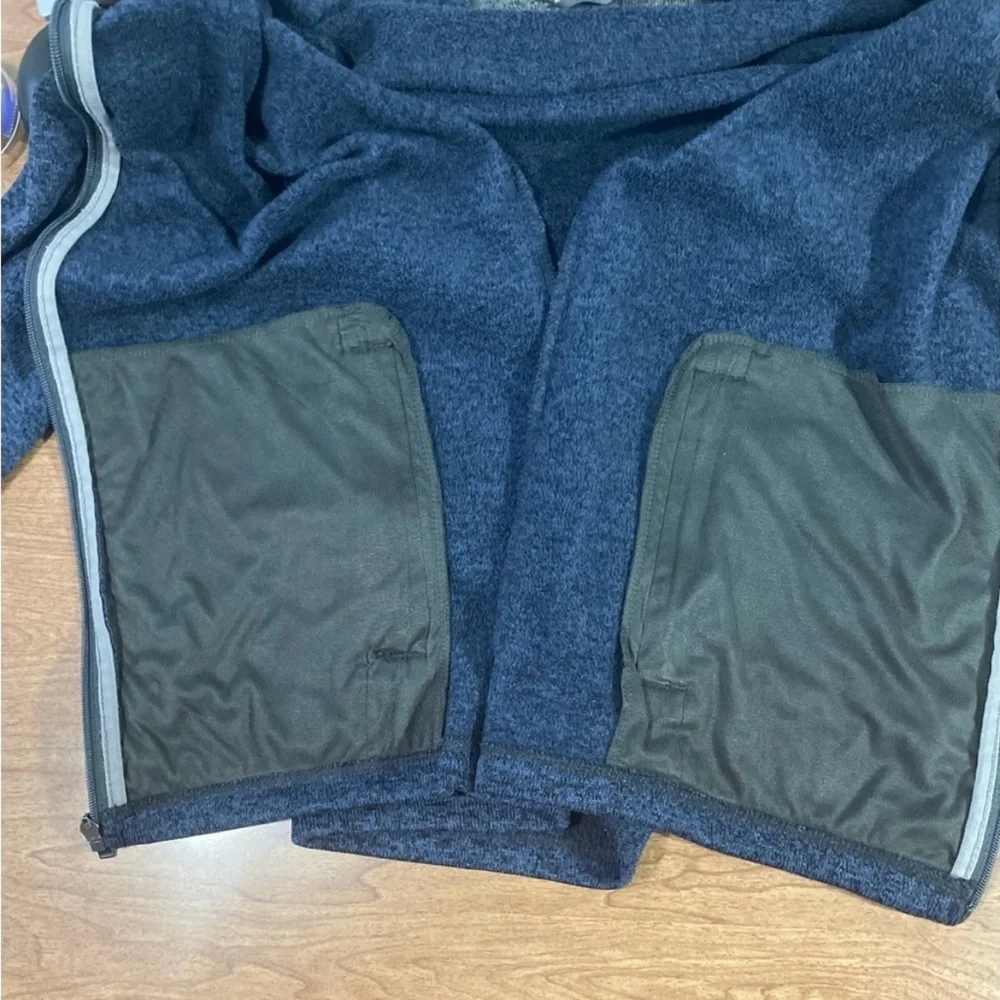 Eddie Bauer Men's Large Full-Zip Sweater Jacket Blue & Gray With Pockets GUC